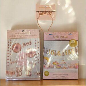 Sweet 16 Party Decorations Birthday Tassel Garland Headband Room Decorating‎ Kit